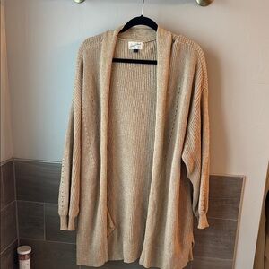 Women's Beige Open-Front Sweater